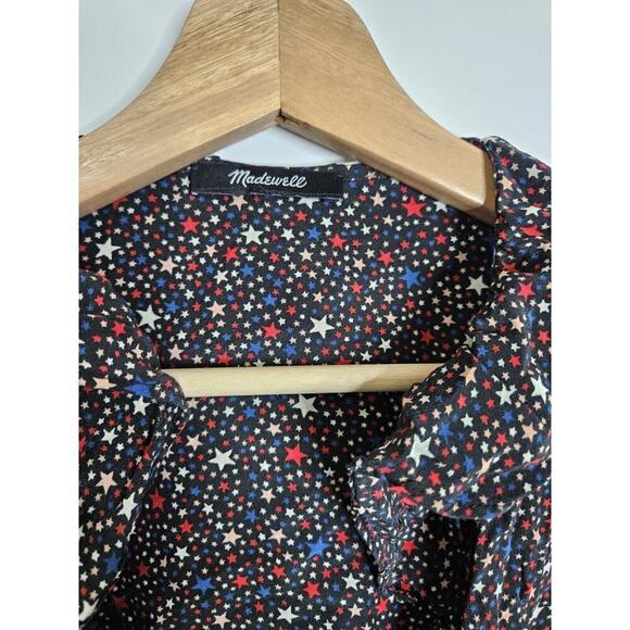 Madewell 100% Silk Ruffle-Hem Wrap Top in Starry Night Women's XS - Picture 5 of 11